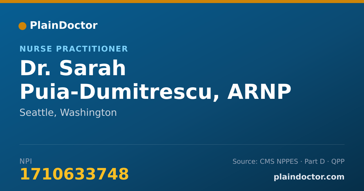 Shareable card for Sarah Puia-Dumitrescu, ARNP - Nurse Practitioner, Seattle, WA