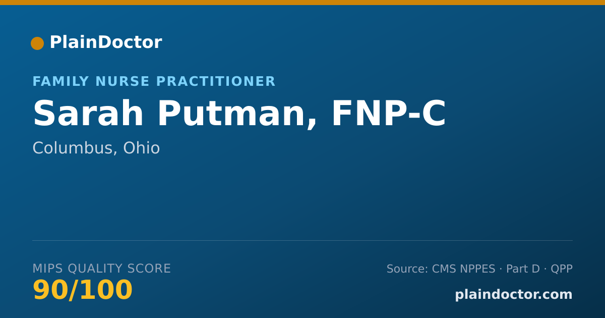 Shareable card for Sarah Putman, FNP-C - Family Nurse Practitioner, Columbus, OH