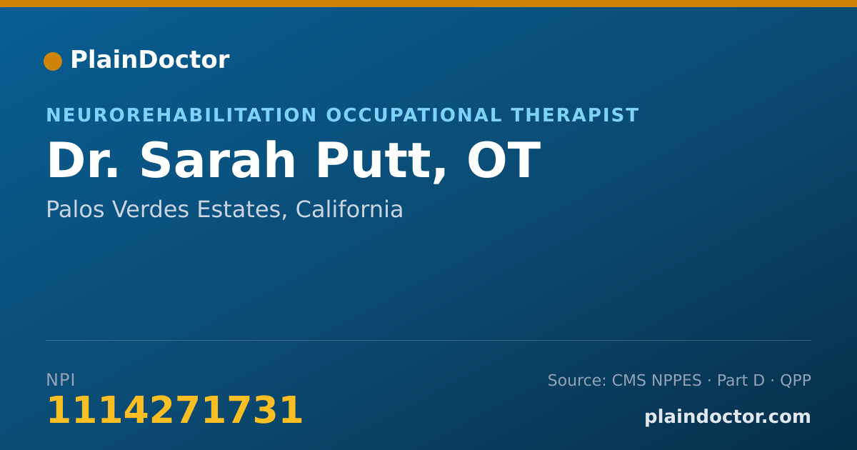 Shareable card for Sarah Putt, OT - Neurorehabilitation Occupational Therapist, Palos Verdes Estates, CA