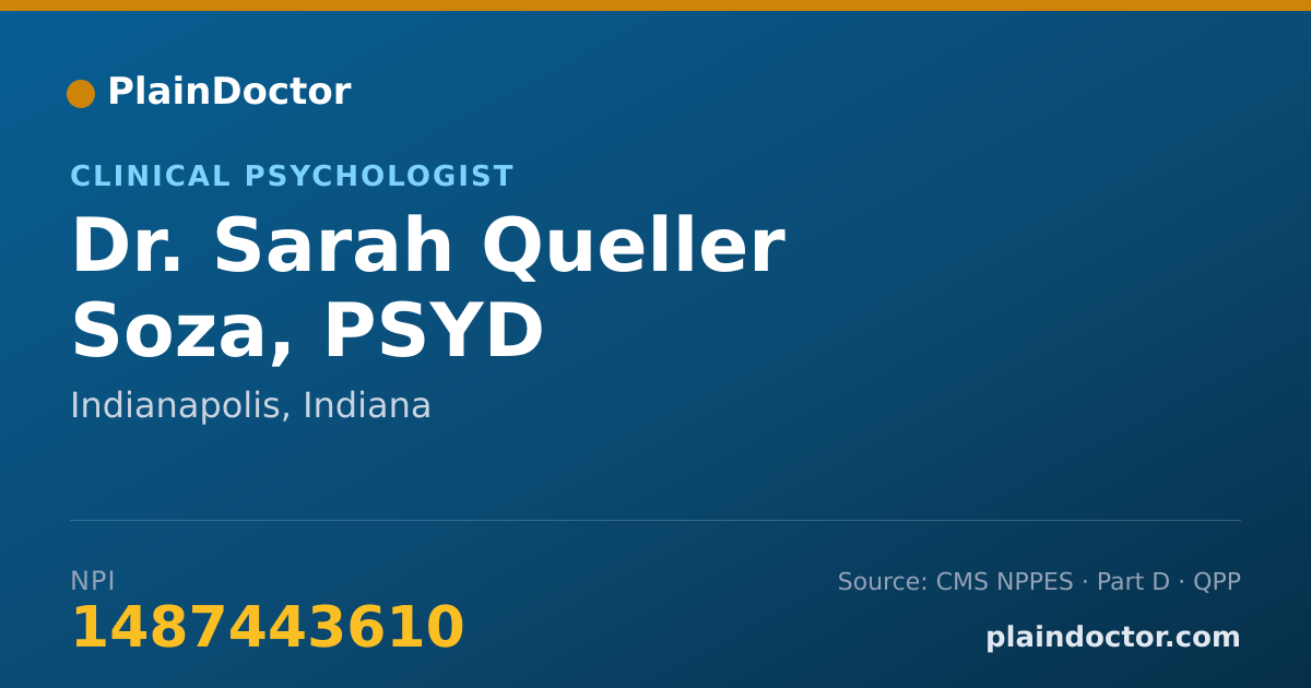 Shareable card for Sarah Queller Soza, PSYD - Clinical Psychologist, Indianapolis, IN