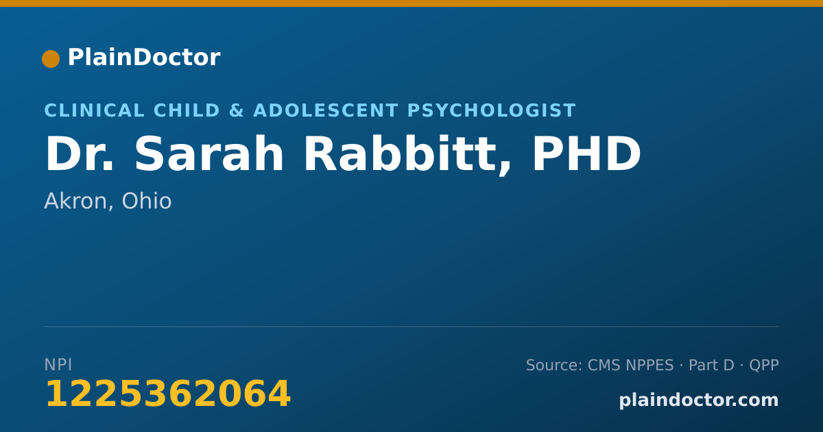 Shareable card for Sarah Rabbitt, PHD - Clinical Child & Adolescent Psychologist, Akron, OH