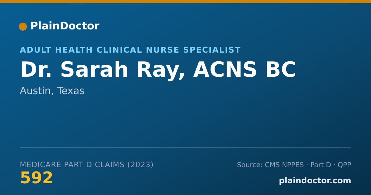 Shareable card for Sarah Ray, ACNS BC - Adult Health Clinical Nurse Specialist, Austin, TX