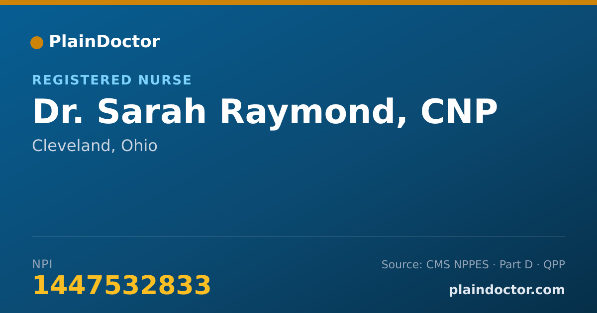 Shareable card for Sarah Raymond, CNP - Registered Nurse, Cleveland, OH