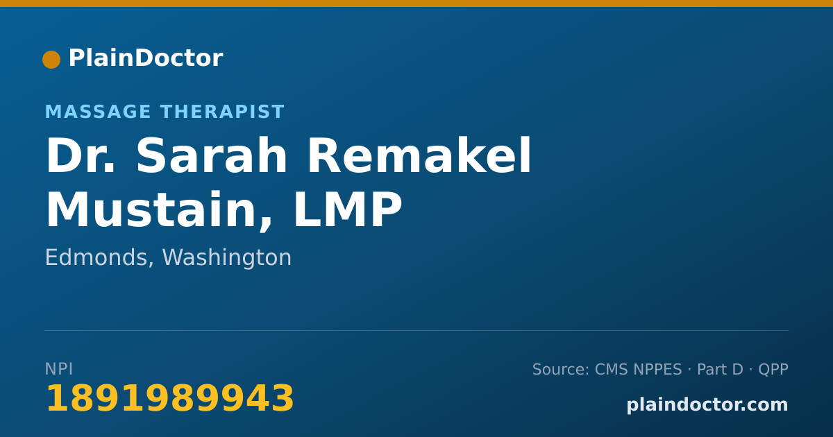 Shareable card for Sarah Remakel Mustain, LMP - Massage Therapist, Edmonds, WA