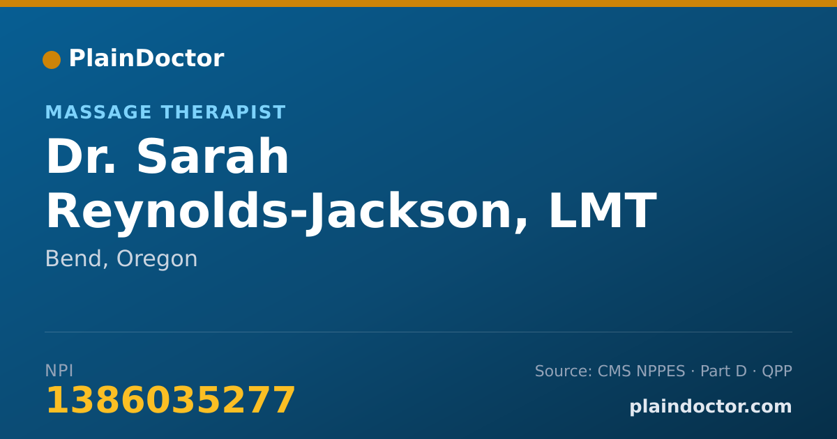 Shareable card for Sarah Reynolds-Jackson, LMT - Massage Therapist, Bend, OR