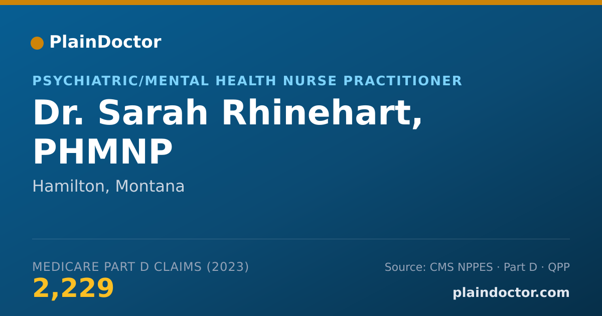 Shareable card for Sarah Rhinehart, PHMNP - Psychiatric/Mental Health Nurse Practitioner, Hamilton, MT