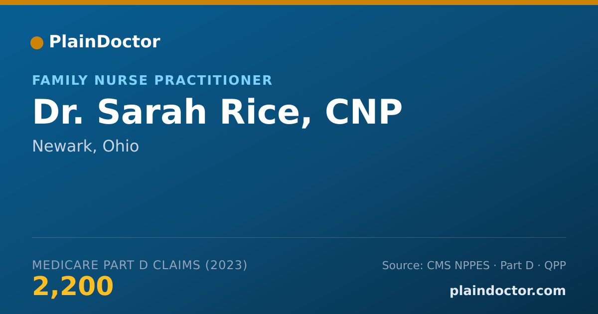 Shareable card for Sarah Rice, CNP - Family Nurse Practitioner, Newark, OH