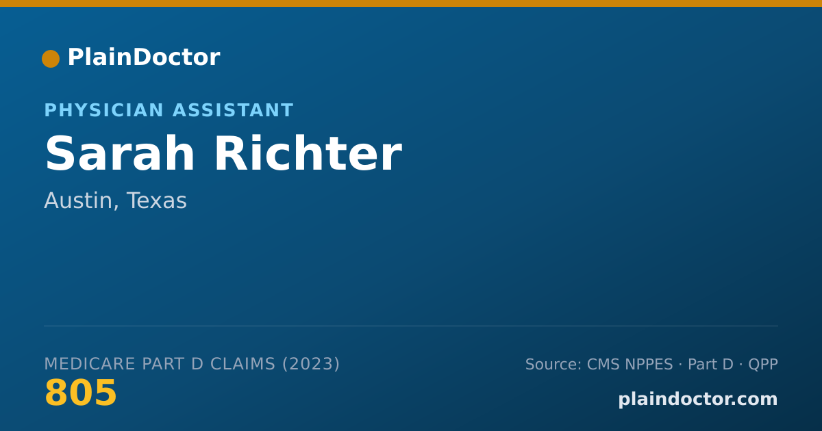 Shareable card for Sarah Richter - Physician Assistant, Austin, TX