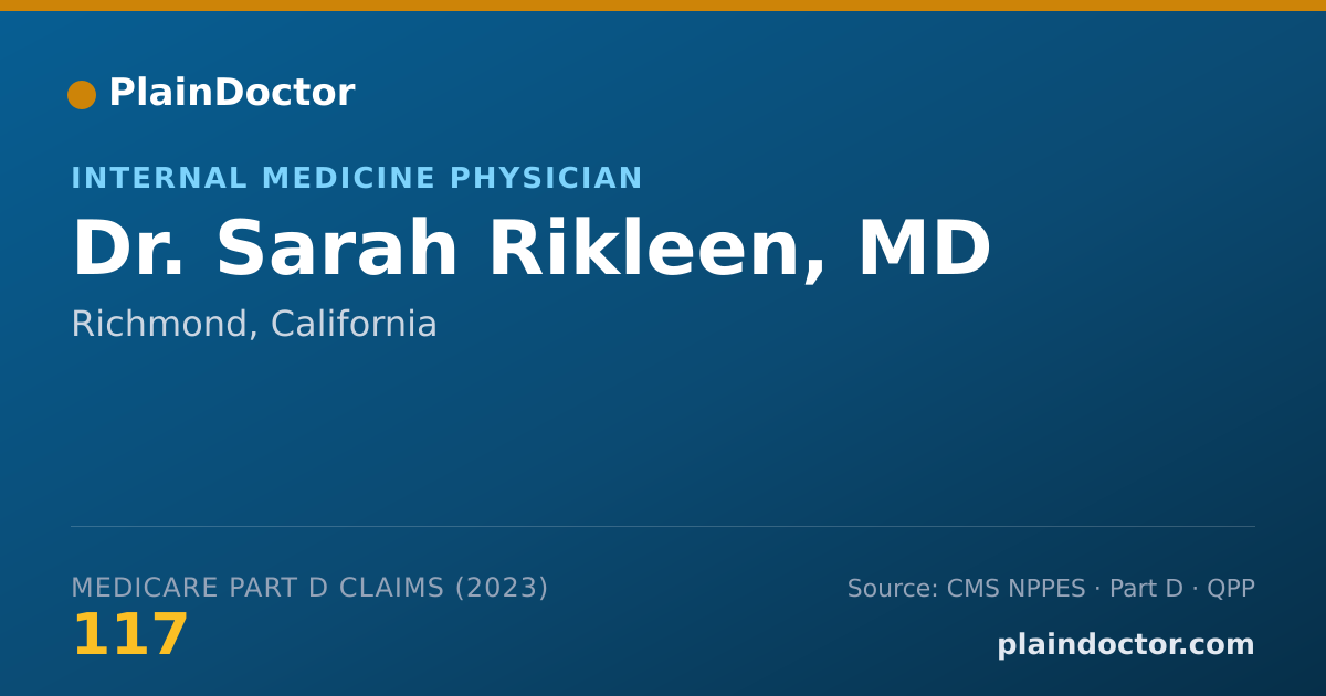 Shareable card for Sarah Rikleen, MD - Internal Medicine Physician, Richmond, CA