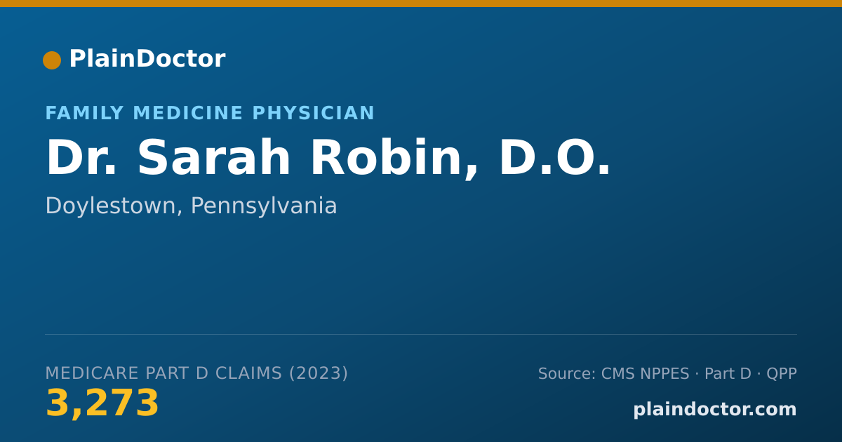 Shareable card for Sarah Robin, D.O. - Family Medicine Physician, Doylestown, PA