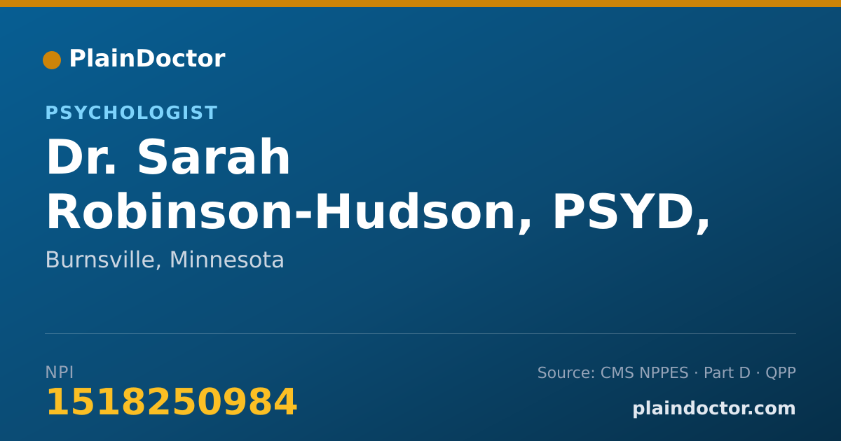 Shareable card for Sarah Robinson-Hudson, PSYD, M.A. - Psychologist, Burnsville, MN
