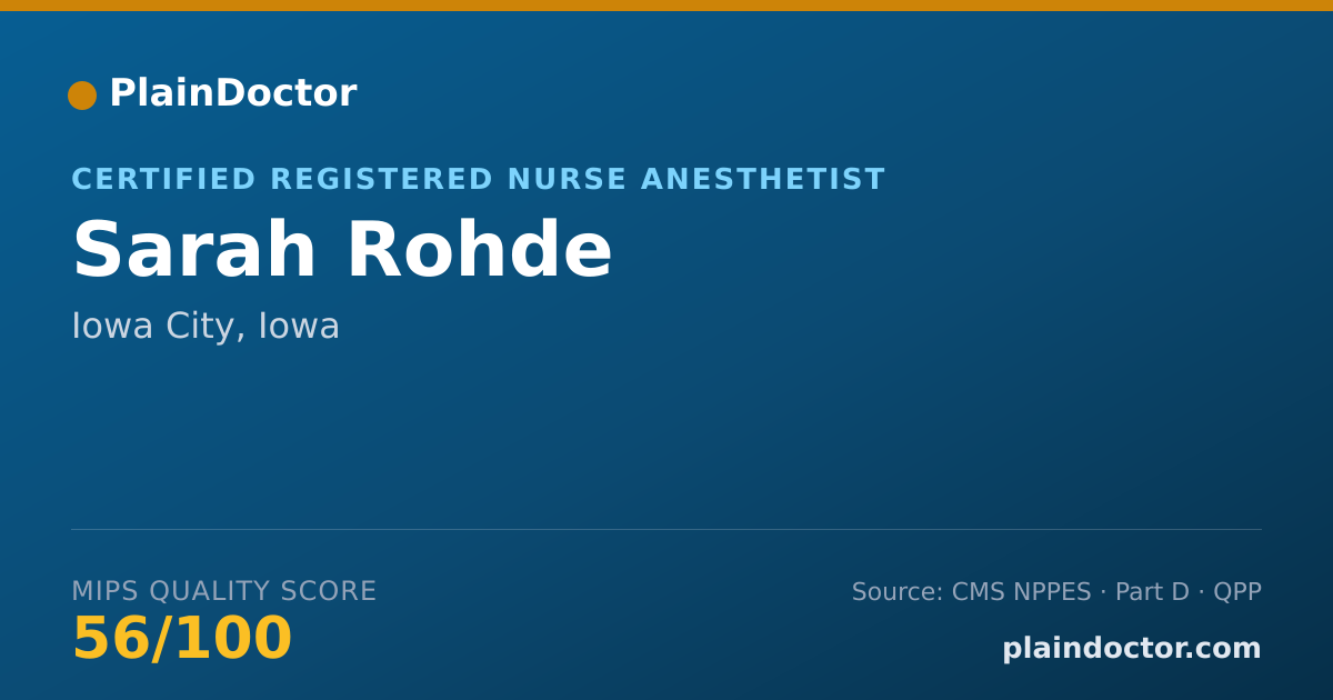 Shareable card for Sarah Rohde - Certified Registered Nurse Anesthetist, Iowa City, IA
