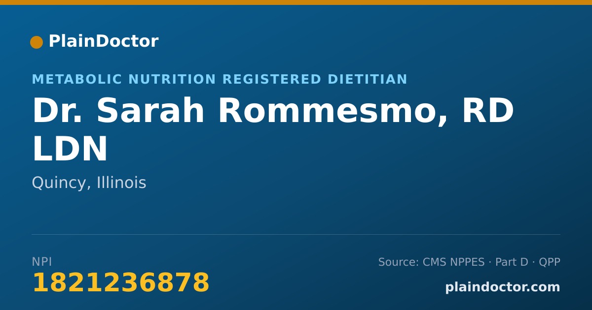 Shareable card for Sarah Rommesmo, RD LDN - Metabolic Nutrition Registered Dietitian, Quincy, IL