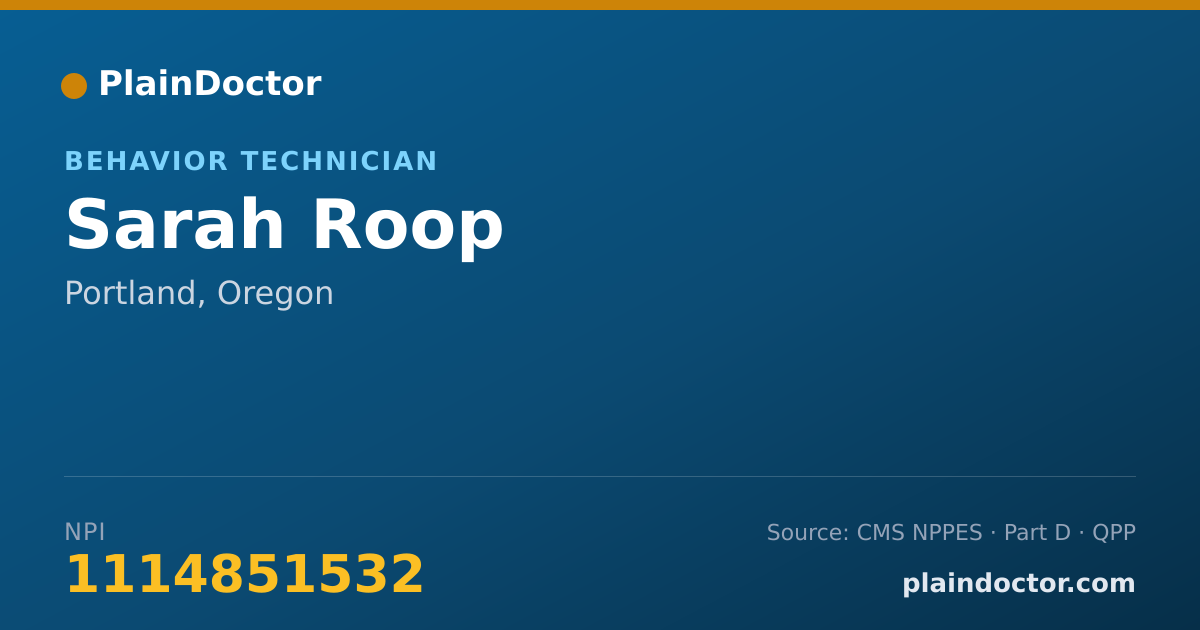 Shareable card for Sarah Roop - Behavior Technician, Portland, OR