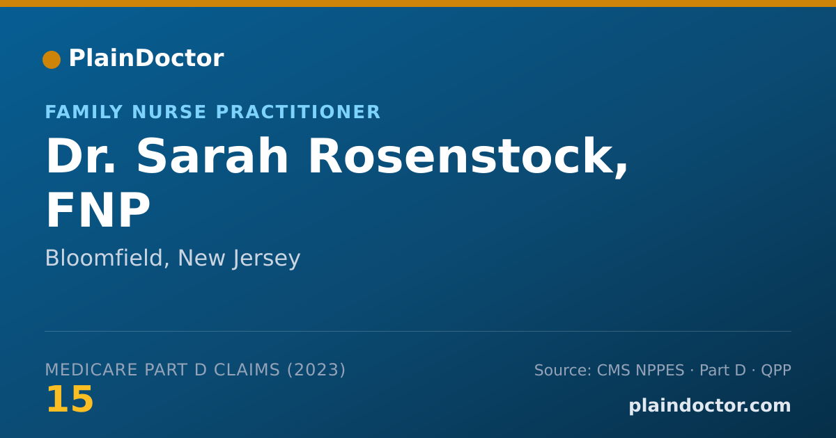 Shareable card for Sarah Rosenstock, FNP - Family Nurse Practitioner, Bloomfield, NJ