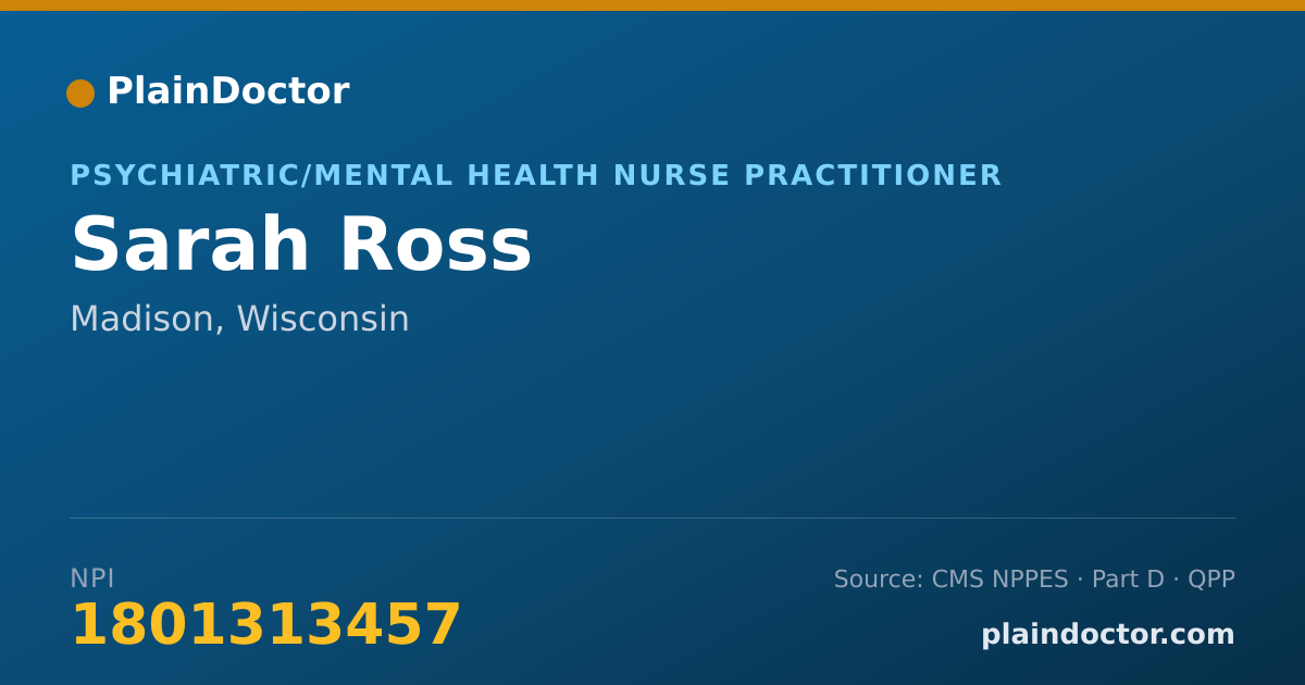 Shareable card for Sarah Ross - Psychiatric/Mental Health Nurse Practitioner, Madison, WI