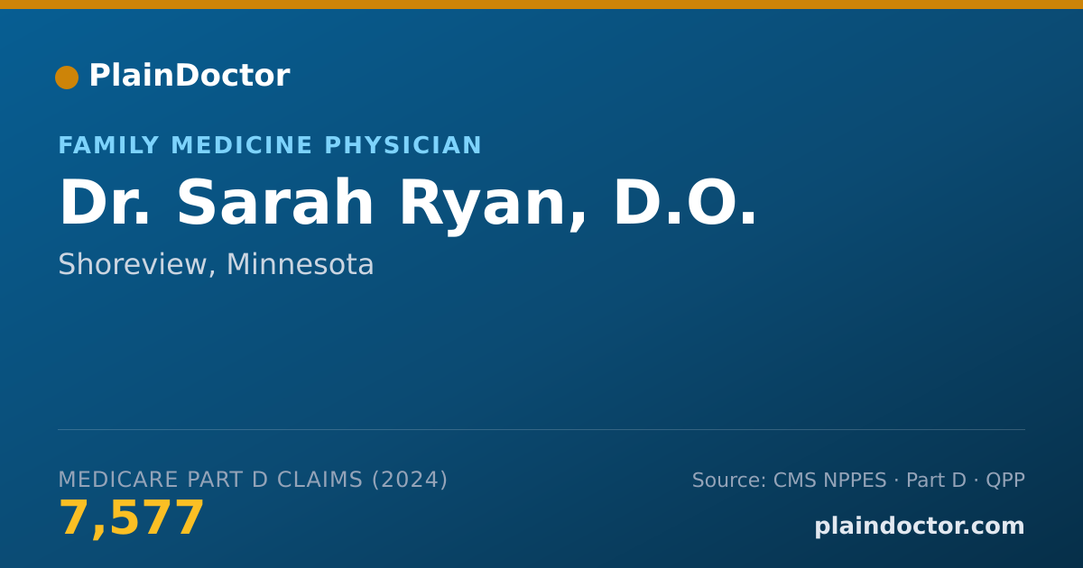 Shareable card for Sarah Ryan, D.O. - Family Medicine Physician, Shoreview, MN