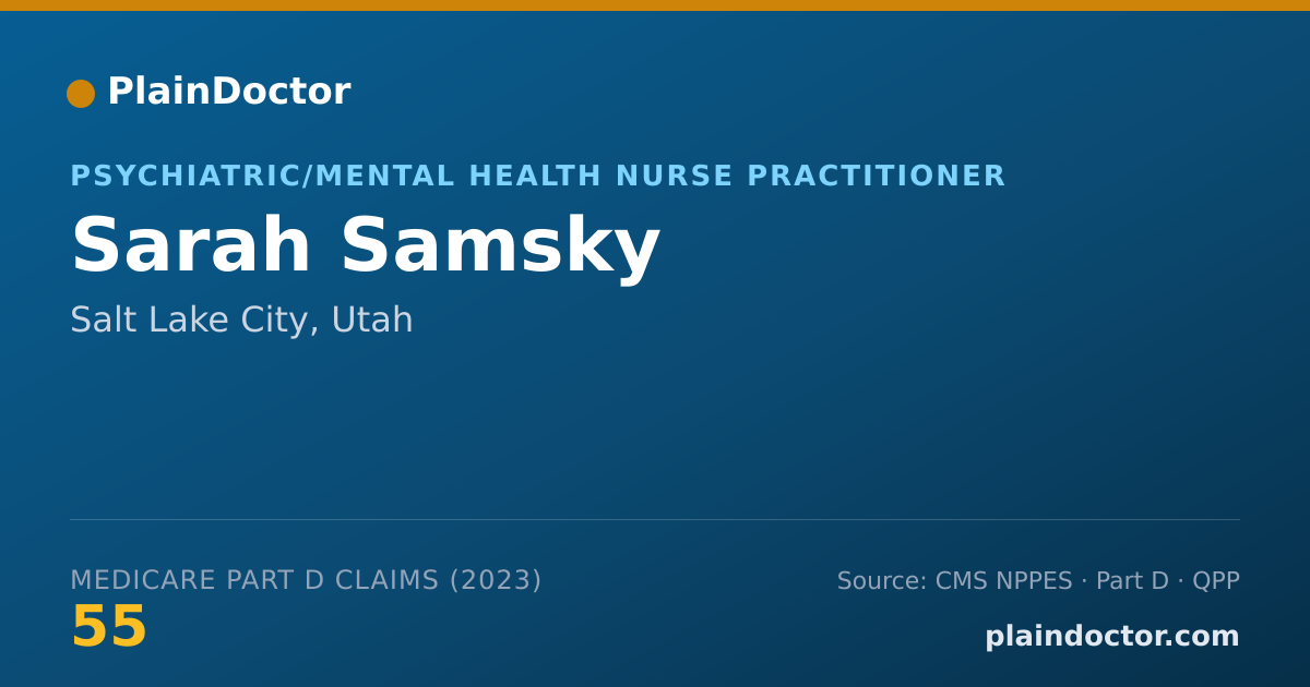 Shareable card for Sarah Samsky - Psychiatric/Mental Health Nurse Practitioner, Salt Lake City, UT