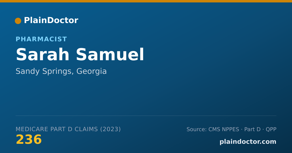 Shareable card for Sarah Samuel - Pharmacist, Sandy Springs, GA