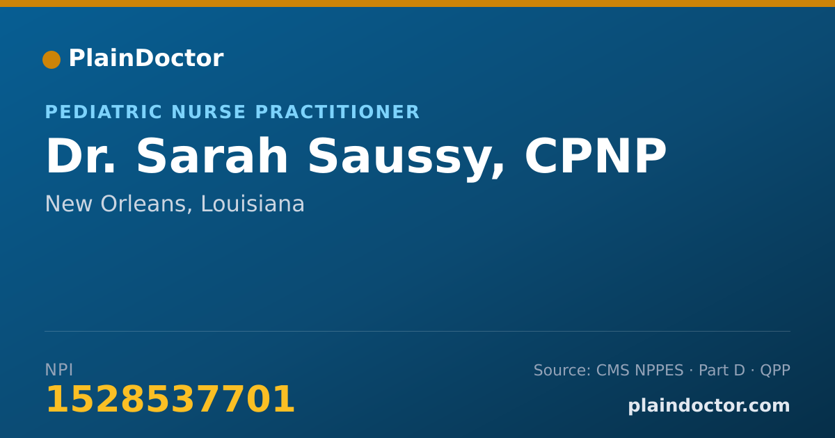 Shareable card for Sarah Saussy, CPNP - Pediatric Nurse Practitioner, New Orleans, LA