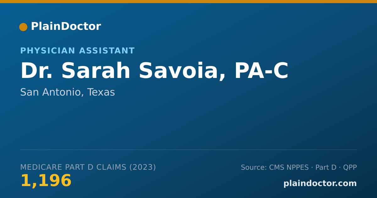 Shareable card for Sarah Savoia, PA-C - Physician Assistant, San Antonio, TX