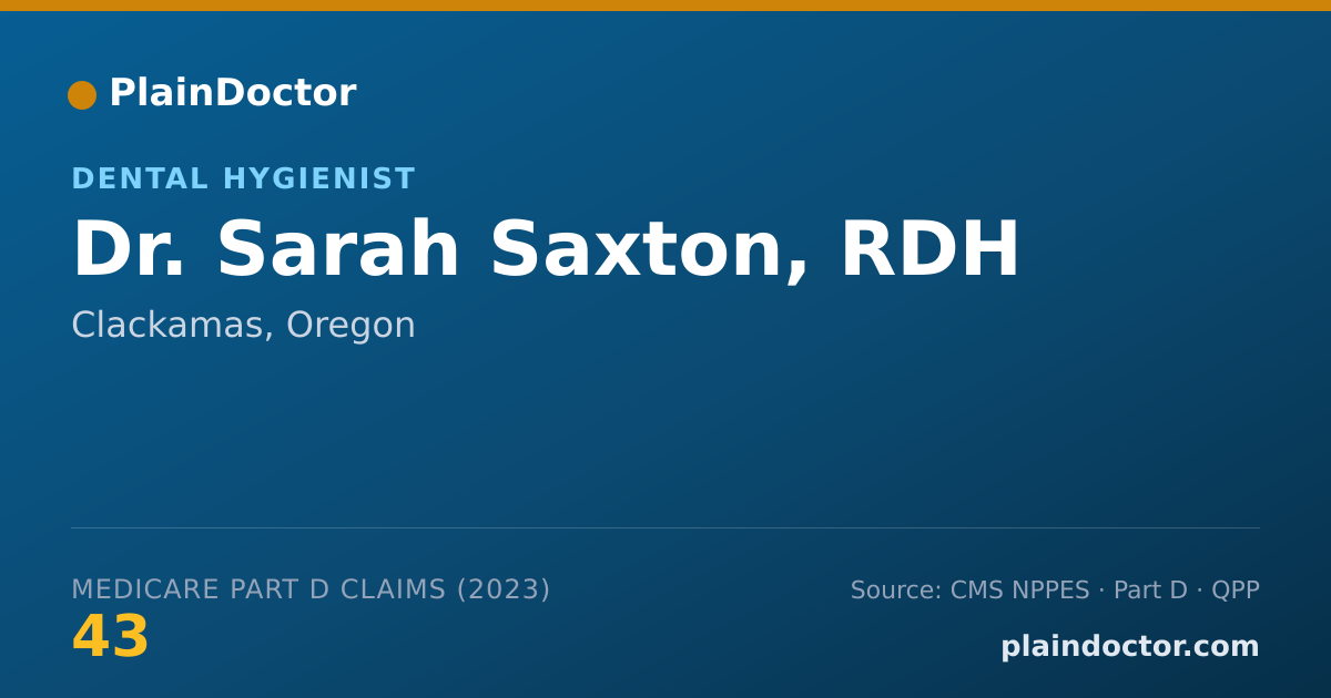 Shareable card for Sarah Saxton, RDH - Dental Hygienist, Clackamas, OR