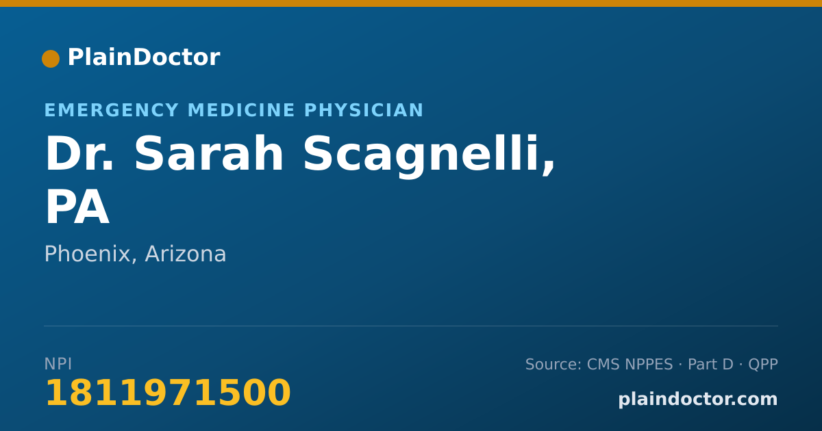 Shareable card for Sarah Scagnelli, PA - Emergency Medicine Physician, Phoenix, AZ