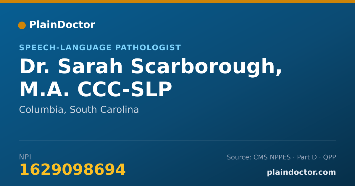 Shareable card for Sarah Scarborough, M.A. CCC-SLP - Speech-Language Pathologist, Columbia, SC