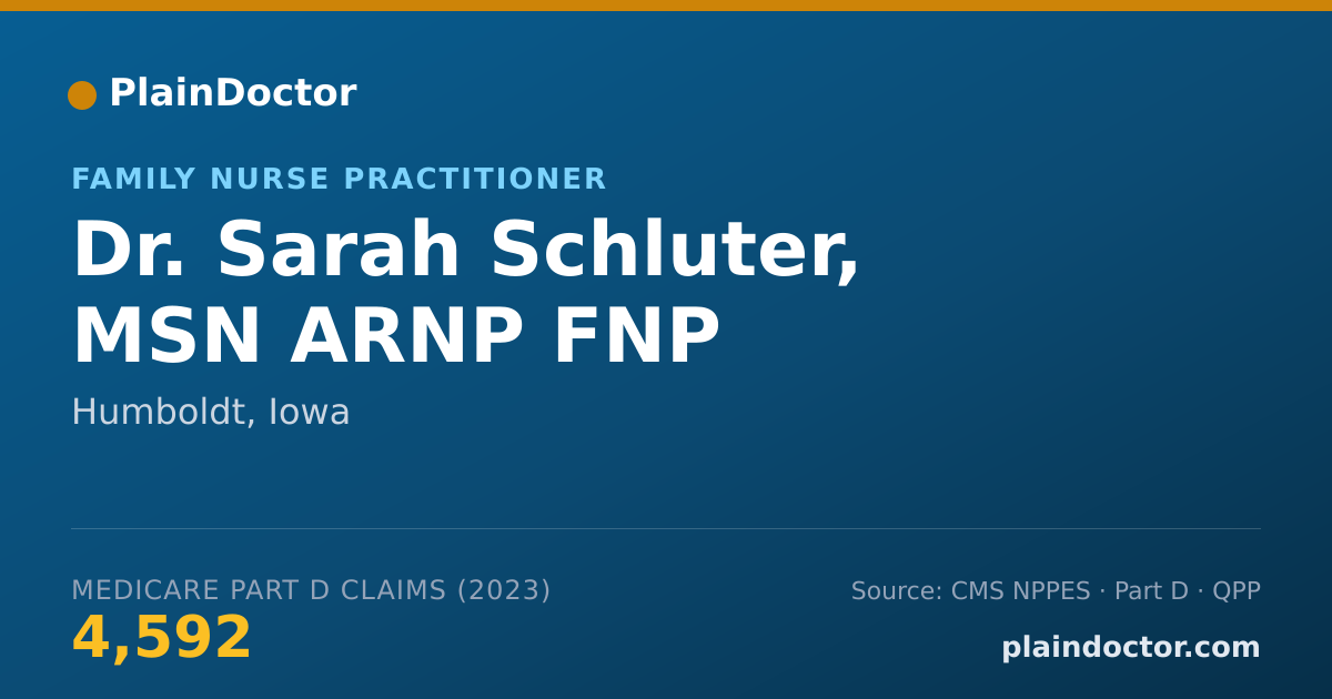 Shareable card for Sarah Schluter, MSN ARNP FNP - Family Nurse Practitioner, Humboldt, IA