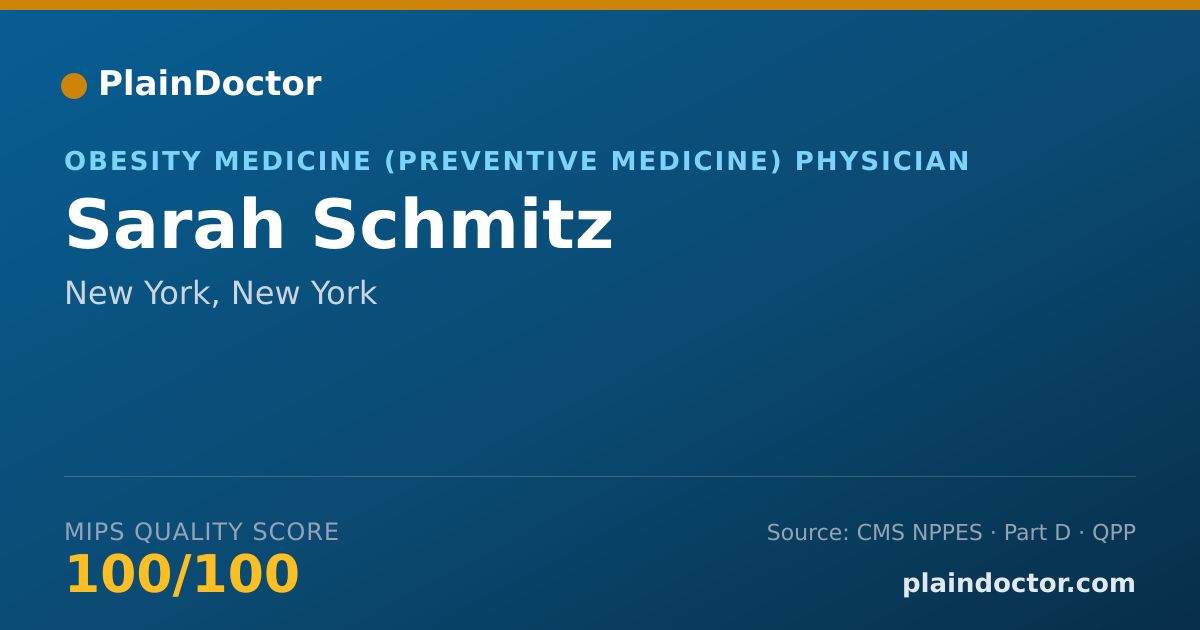 Shareable card for Sarah Schmitz - Obesity Medicine (Preventive Medicine) Physician, New York, NY