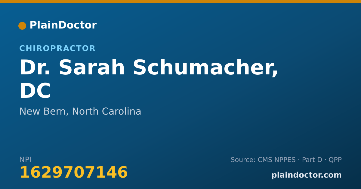 Shareable card for Sarah Schumacher, DC - Chiropractor, New Bern, NC