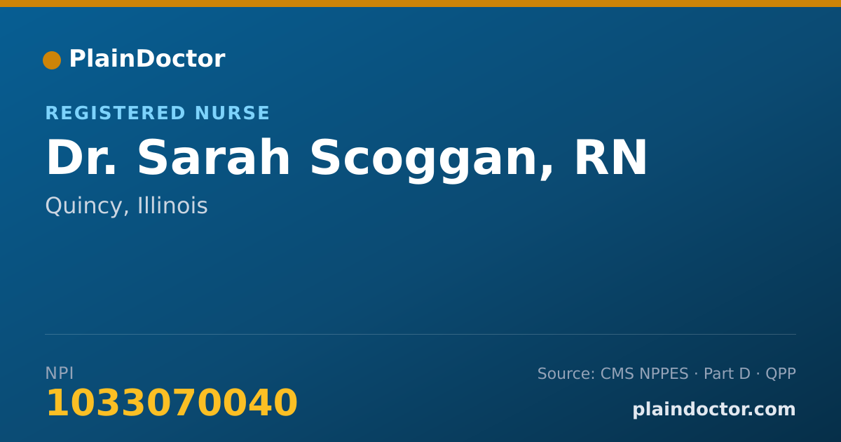 Shareable card for Sarah Scoggan, RN - Registered Nurse, Quincy, IL