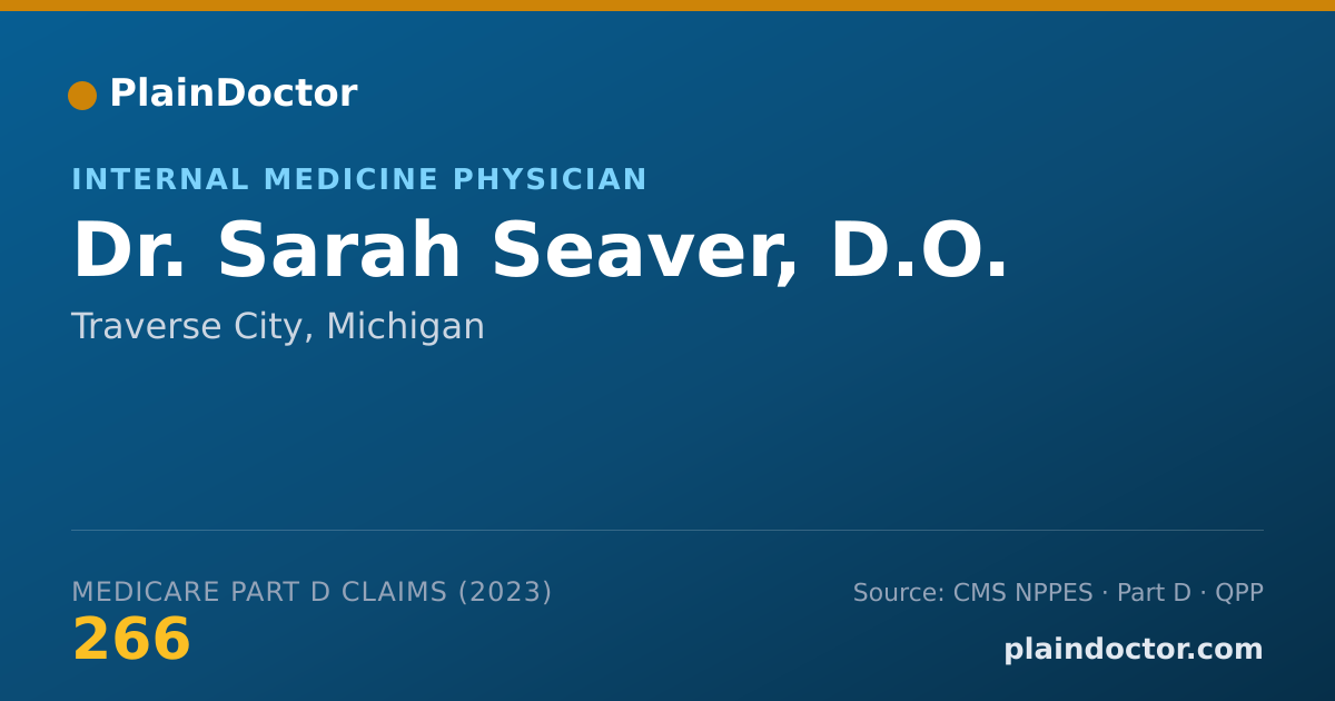 Shareable card for Sarah Seaver, D.O. - Internal Medicine Physician, Traverse City, MI