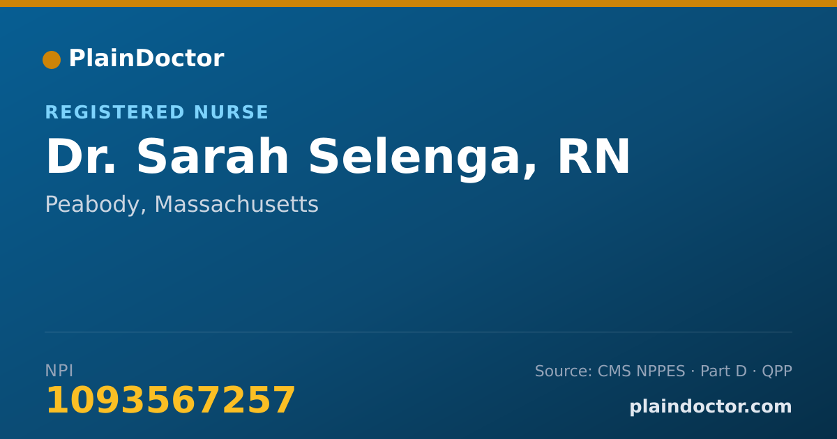 Shareable card for Sarah Selenga, RN - Registered Nurse, Peabody, MA