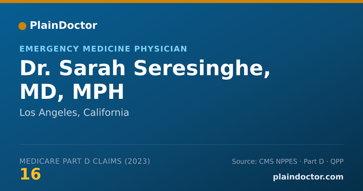 Shareable card for Sarah Seresinghe, MD, MPH - Emergency Medicine Physician, Los Angeles, CA