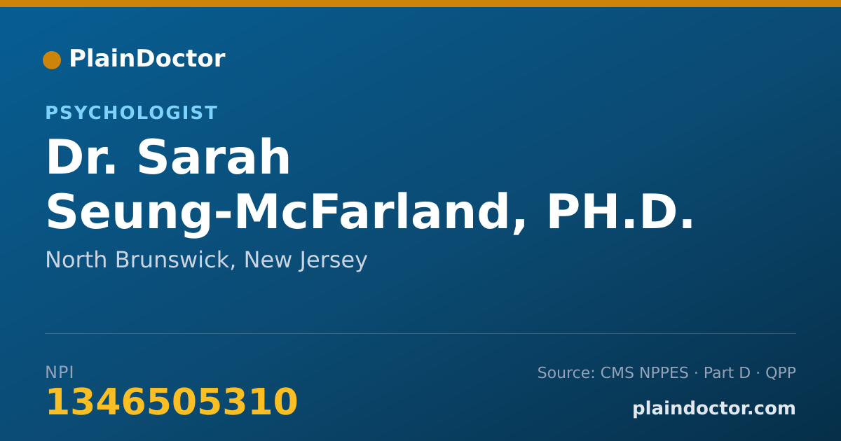 Shareable card for Sarah Seung-McFarland, PH.D. - Psychologist, North Brunswick, NJ