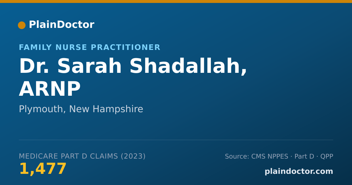 Shareable card for Sarah Shadallah, ARNP - Family Nurse Practitioner, Plymouth, NH