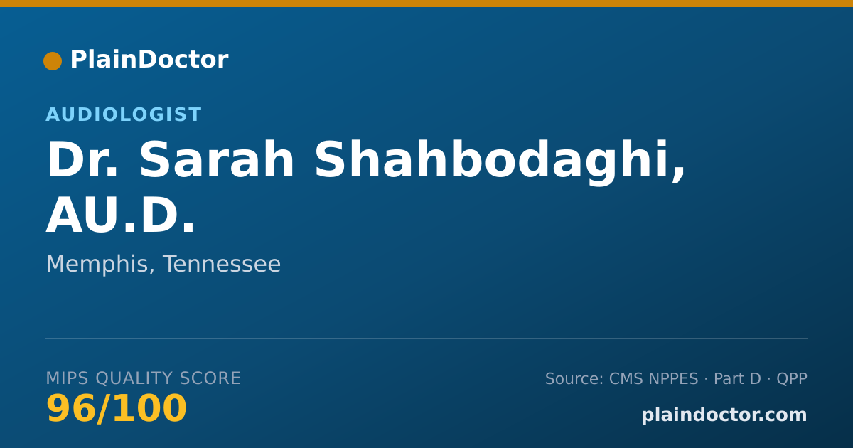 Shareable card for Sarah Shahbodaghi, AU.D. - Audiologist, Memphis, TN