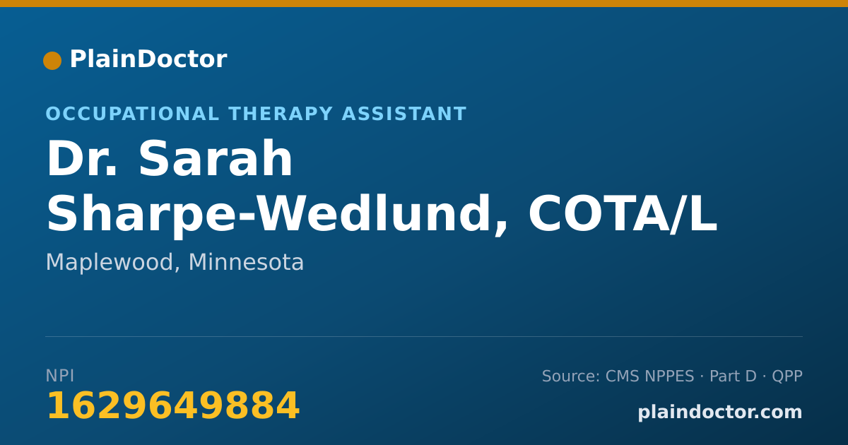 Shareable card for Sarah Sharpe-Wedlund, COTA/L - Occupational Therapy Assistant, Maplewood, MN