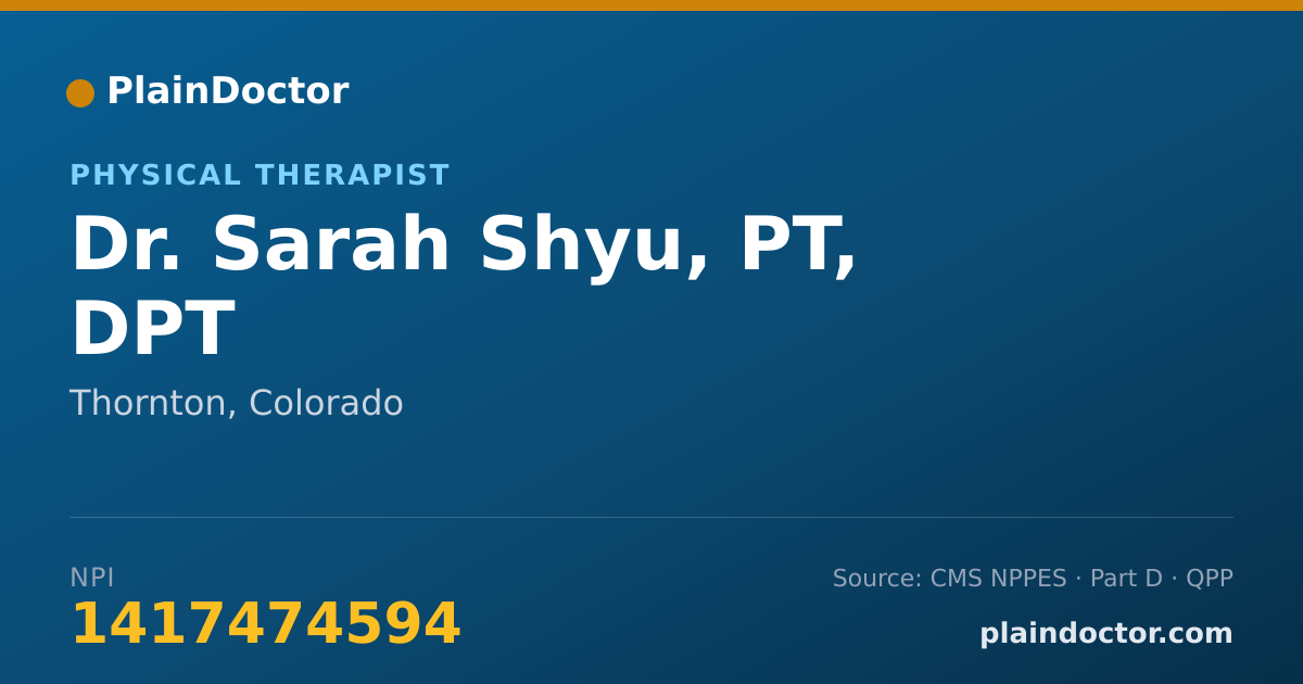 Shareable card for Sarah Shyu, PT, DPT - Physical Therapist, Thornton, CO