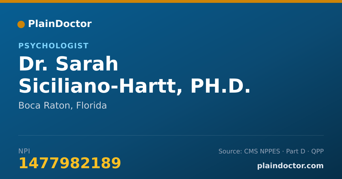 Shareable card for Sarah Siciliano-Hartt, PH.D. - Psychologist, Boca Raton, FL
