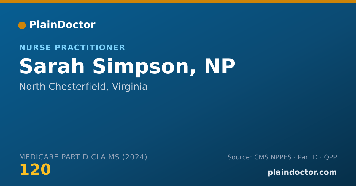 Shareable card for Sarah Simpson, NP - Family Nurse Practitioner, North Chesterfield, VA