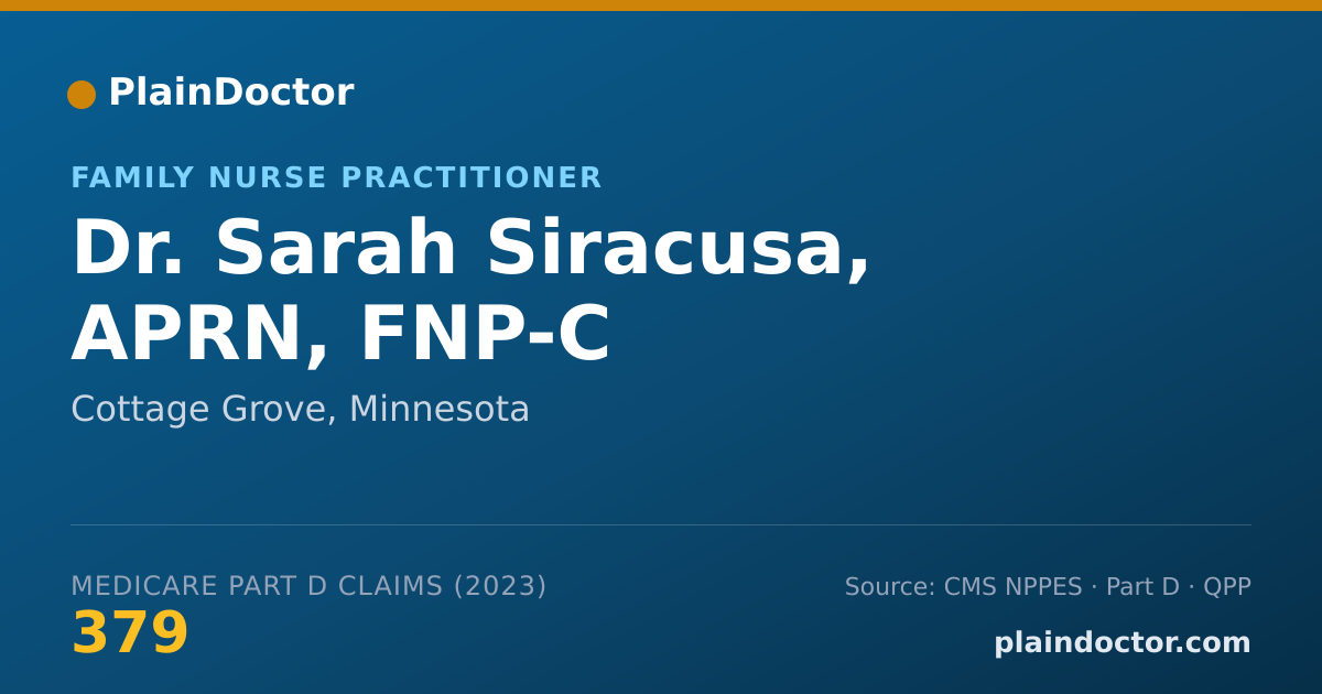 Shareable card for Sarah Siracusa, APRN, FNP-C - Family Nurse Practitioner, Cottage Grove, MN