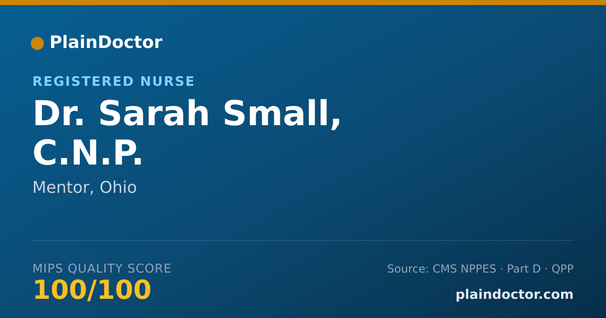 Shareable card for Sarah Small, C.N.P. - Registered Nurse, Mentor, OH