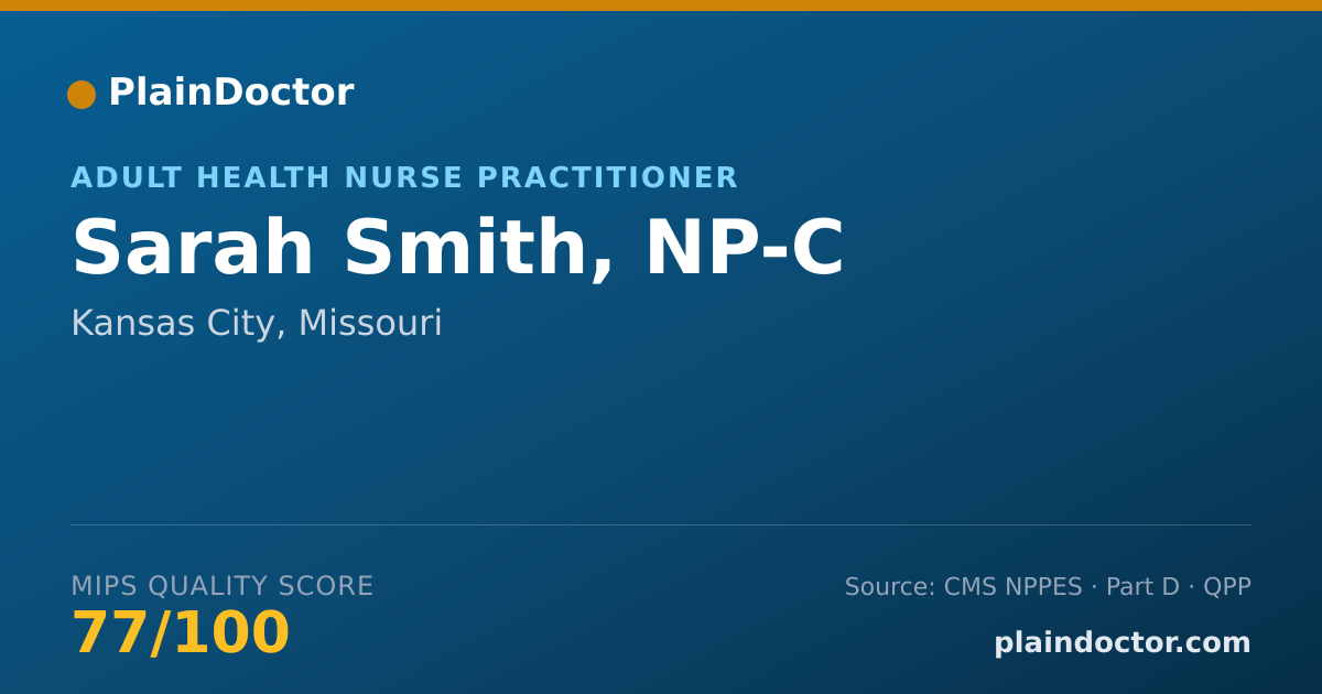 Shareable card for Sarah Smith, NP-C - Adult Health Nurse Practitioner, Kansas City, MO