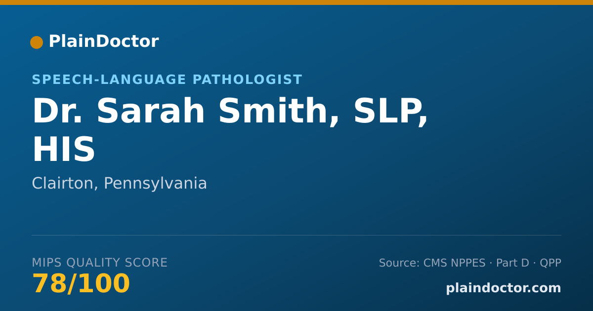 Shareable card for Sarah Smith, SLP, HIS - Speech-Language Pathologist, Clairton, PA