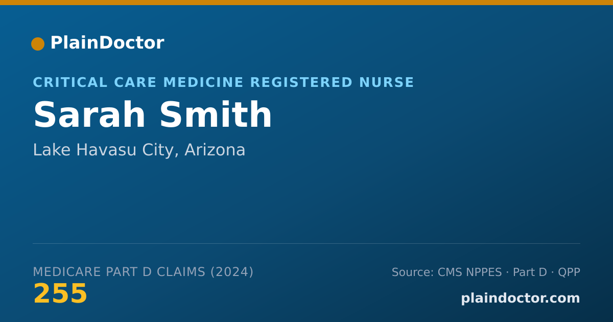 Shareable card for Sarah Smith - Critical Care Medicine Registered Nurse, Lake Havasu City, AZ