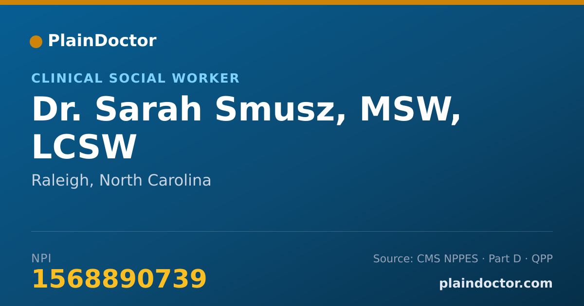Shareable card for Sarah Smusz, MSW, LCSW - Clinical Social Worker, Raleigh, NC