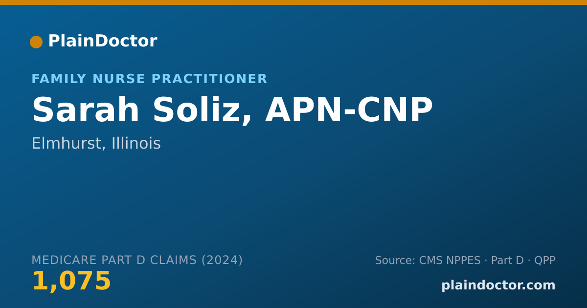 Shareable card for Sarah Soliz, APN-CNP - Family Nurse Practitioner, Elmhurst, IL