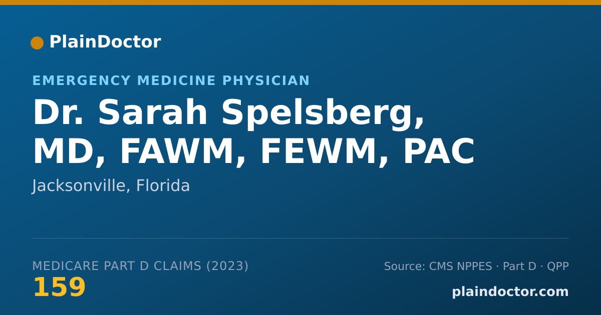 Shareable card for Sarah Spelsberg, MD, FAWM, FEWM, PAC - Emergency Medicine Physician, Jacksonville, FL